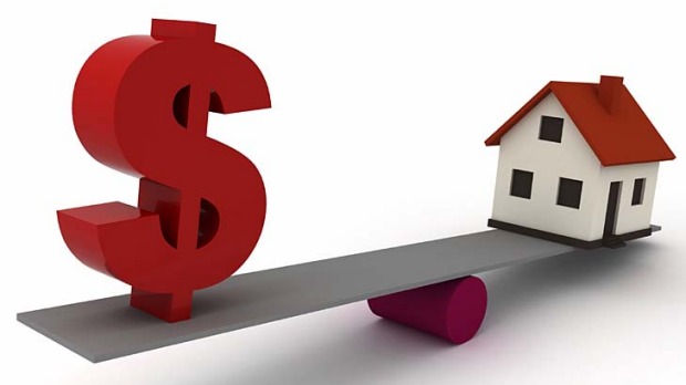 seesaw with dollar sign and house to represent negative gearing
