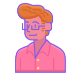 avatar of a brunette man with glasses and a button-up t-shirt